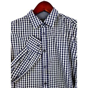 London Fog Mens Gingham Checkered Button‎ Down Long Sleeve Shirt, Small